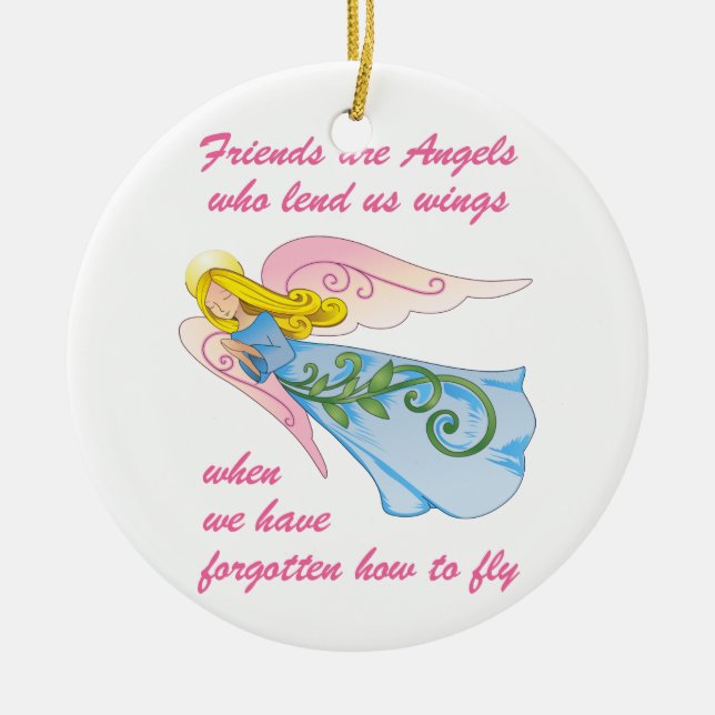 Friends are Angels Ceramic Tree Decoration (Front)