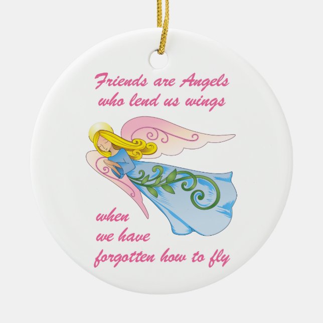 Friends are Angels Ceramic Tree Decoration (Front)