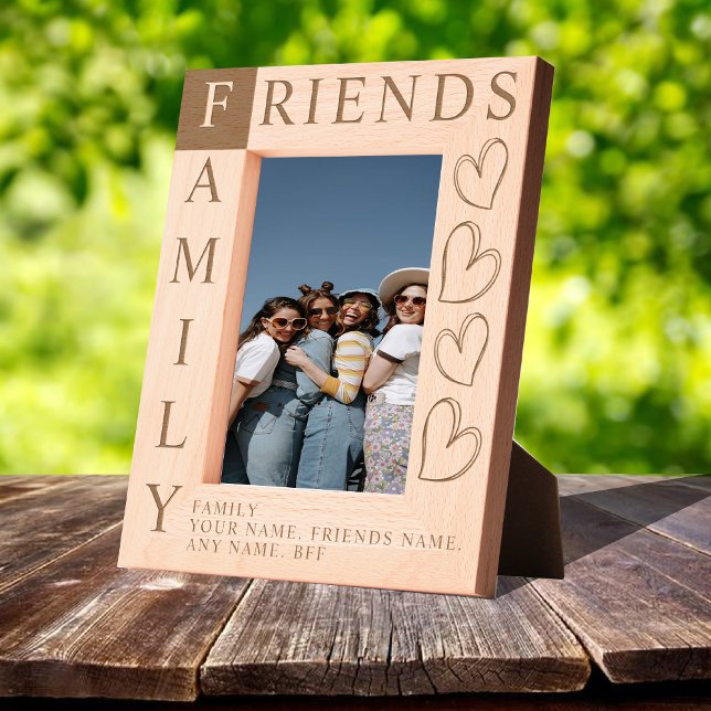 Friends are Family Rustic Wooden Photo frame (Friends are Family Rustic Wooden Photo frame Engraved Frames)