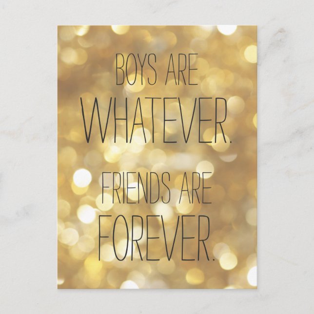 Friends are Forever Gold Sparkles Friendship Quote Postcard (Front)