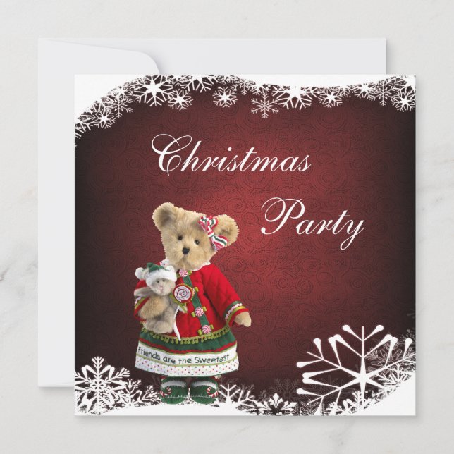 Friends Are The Sweetest - Christmas Teddy Bear Invitation (Front)