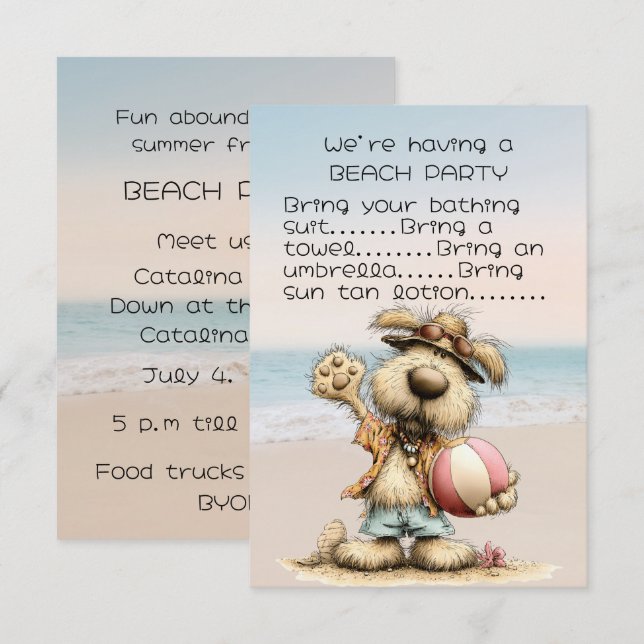 Friend's Beach Party Invitation (Front/Back)