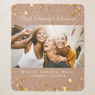 Friends besties photo camel gold stars sherpa blanket