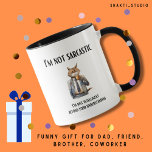 Friend's birthday funny sarcastic corpo cat mug<br><div class="desc">Meet your new favourite mug: "I'm not sarcastic, I'm just intelligent beyond your understanding." It's like a friendly jab wrapped in ceramic, perfect for anyone whose smarts often get mistaken for sass. This mug is all about embracing your inner genius, with a sprinkle of humour for good measure. Picture it...</div>