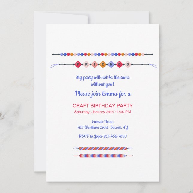 Friends Bracelets Birthday Party Invitation (Front)