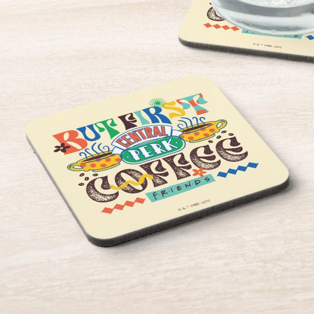 FRIENDS™ | But First Coffee Vibrant Graphic Coaster (Left Side)