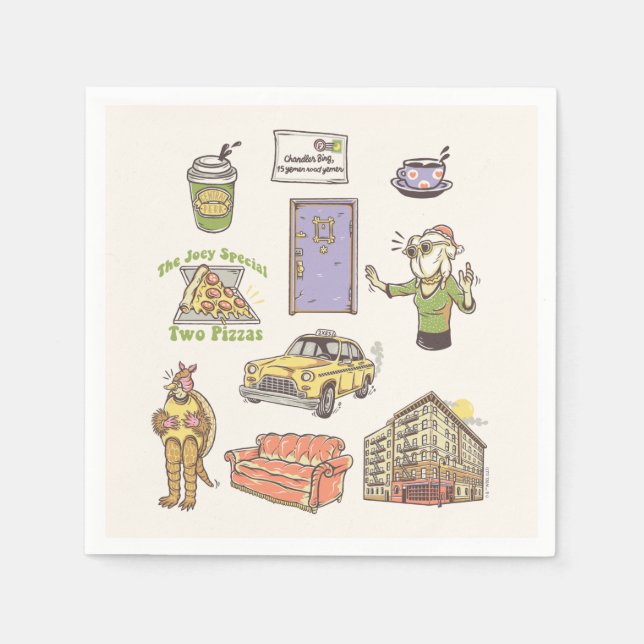 FRIENDS™ | Cartoon Icons Graphic Napkin (Front)