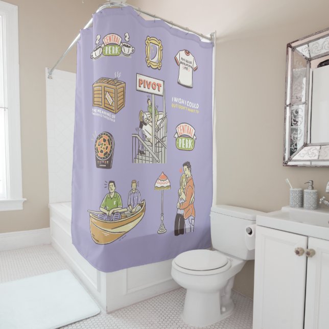 FRIENDS™ | Cartoon Icons Shower Curtain (In Situ)