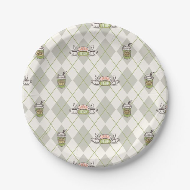 FRIENDS™  | Central Perk Argyle Pattern Paper Plate (Front)