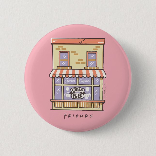FRIENDS™ | Central Perk Cartoon Coffee Shop 6 Cm Round Badge (Front)