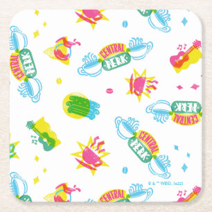 FRIENDS™   Central Perk Neon Pattern Square Paper Coaster