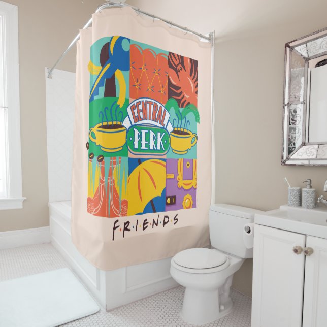 FRIENDS™ | Central Perk Vibrant Graphic Shower Curtain (In Situ)
