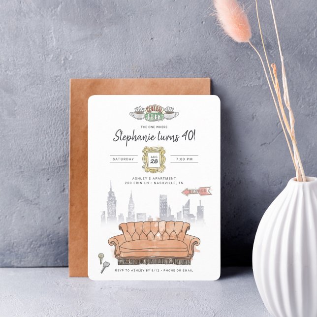 FRIENDS™ | Central Perk Watercolor Birthday Invita Invitation (Creator Uploaded)