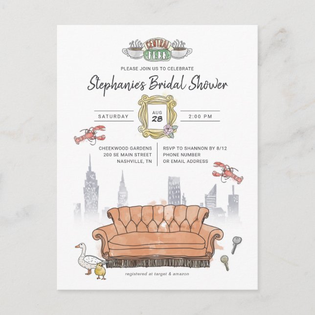 FRIENDS™ | Central Perk Watercolor Bridal Shower Postcard (Front)