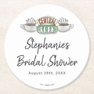 FRIENDS™ Central Perk Watercolor Bridal Shower Round Paper Coaster
