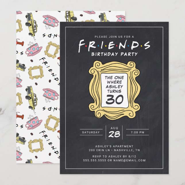 FRIENDS™ | Chalkboard 30th Birthday Invitation (Front/Back)