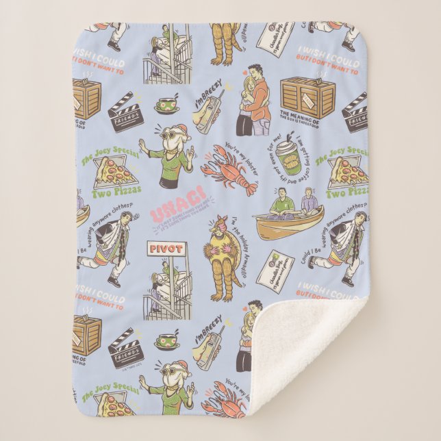 FRIENDS™ Colorful Cartoon Pattern Sherpa Blanket (Front)