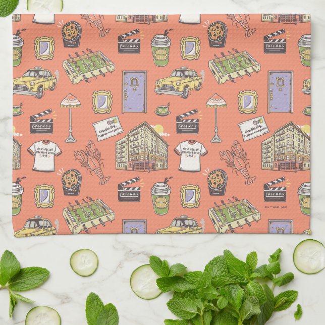 FRIENDS™ Colorful Icons Pattern Tea Towel (Folded)