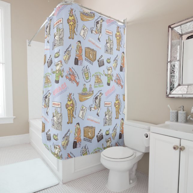 FRIENDS™ Colourful Cartoon Pattern Shower Curtain (In Situ)