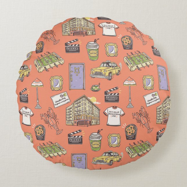 FRIENDS™ Colourful Icons Pattern Round Cushion (Front)