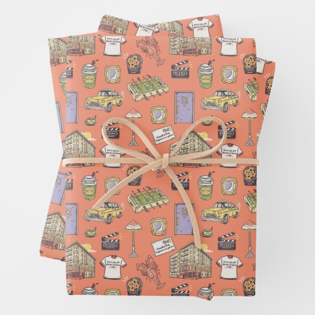 FRIENDS™ Colourful Icons Pattern Wrapping Paper Sheet (In situ)