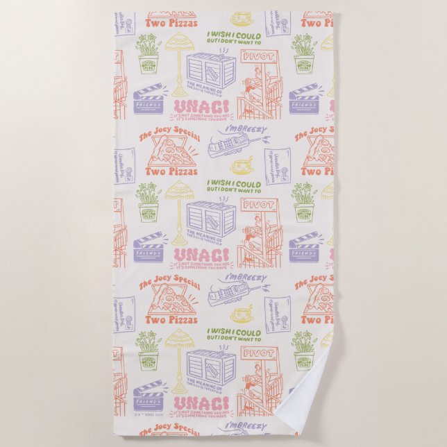 FRIENDS™ Colourful Quotes Pattern Beach Towel (Front)