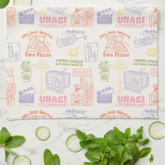 FRIENDS™ Colourful Quotes Pattern Tea Towel (Folded)