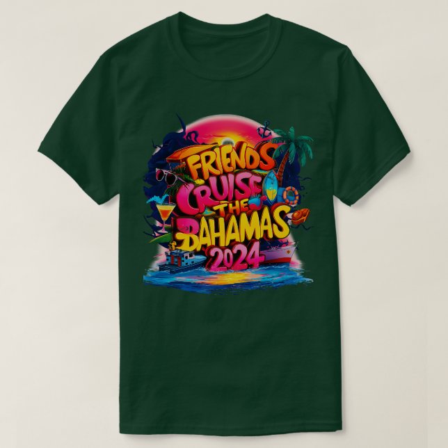 Friends Cruise 2024 Matching Flamingo Cruise Squad T-Shirt (Design Front)