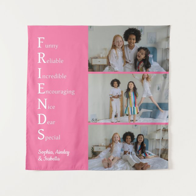 FRIENDS Custom Photo Pink Tapestry (Front)