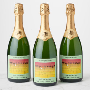 Friend's, Cute and Tropical Sunset Sparkling Wine Label