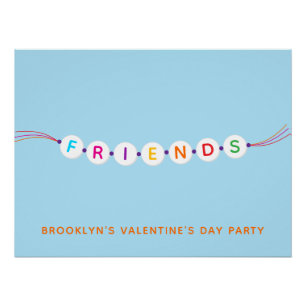 Friends cute friendship bracelet blue Valentine's Poster
