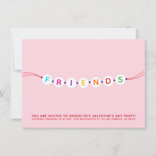 Friends cute friendship bracelet pink Valentine's Invitation