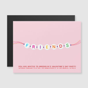 Friends cute friendship bracelet pink Valentine's Magnetic Invitation
