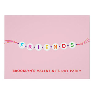Friends cute friendship bracelet pink Valentine's Poster
