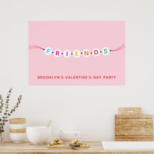 Friends cute friendship bracelet pink Valentine's Poster