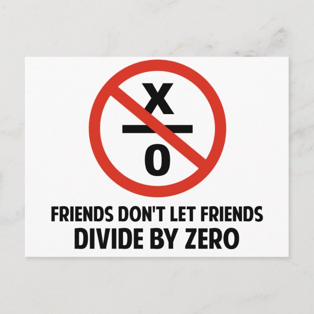 Friends Don't Divide by Zero Postcard (Front)