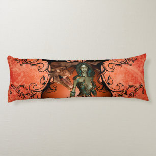 Friends, dragon with fighter in a decorative frame body cushion