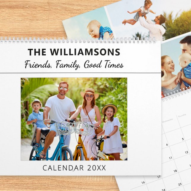 Friends, Family, Good Times - Photo Collage Custom Calendar (A stylish, modern wall calendar to personalize with a collage of your own photos for each month)