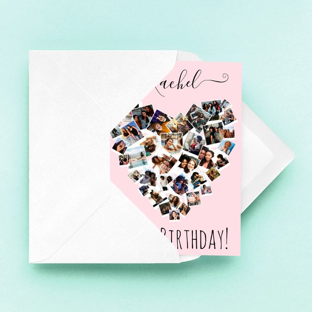 Friends Family Photo Heart Collage Happy Birthday Card (Creator Uploaded)