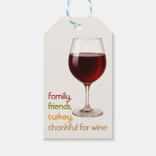 Friends Food Turkey and Wine   Modern Thanksgiving Gift Tags