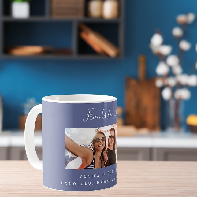 Friends for life photo names blue coffee mug (Creator Uploaded)