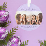 Friends for life photo violet names keepsake ornament<br><div class="desc">A gift for your best friend(s) for birthdays,  Christmas or a special event. Text: Friends for Life,  written with a trendy hand lettered style script. Personalise and use your own photo and names. A trendy violet,  lavender coloured background.</div>