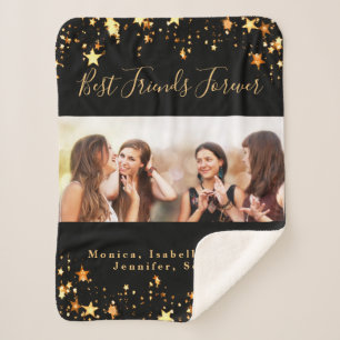 Friends forever BFF black gold photo Sherpa Blanket