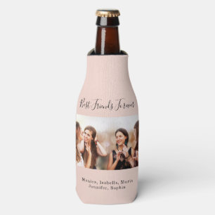 Friends forever BFF photo party rose gold Bottle Cooler