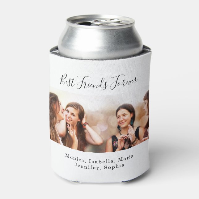 Friends forever BFF photo party white Can Cooler (Can Front)
