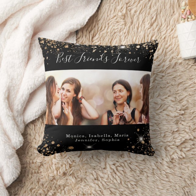 Friends forever black gold glitter photo cushion (Blanket)