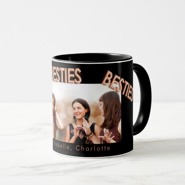 Friends forever black rose gold besties photo mug (Front Right)