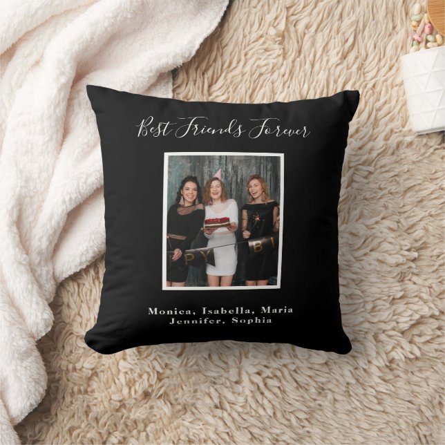 Friends forever black white names photo cushion (Blanket)