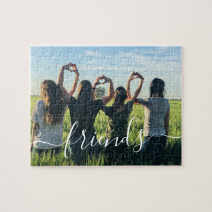 Friends Forever   Elegant Script Add Your Photo Jigsaw Puzzle