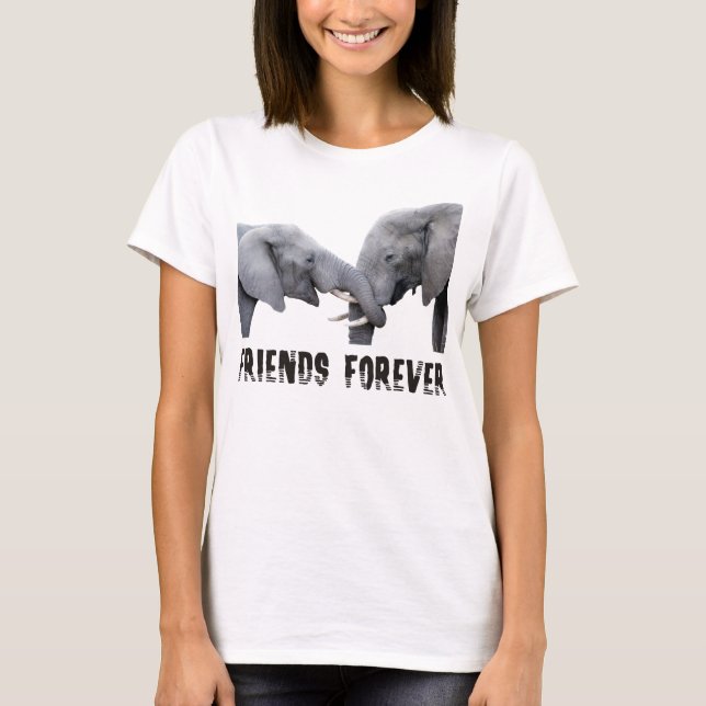 Friends Forever Elephants hugging / embracing T-Shirt (Front)